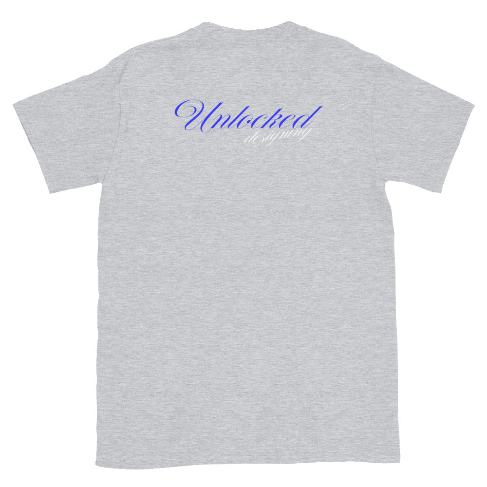 Unlocked Blue Script Tee